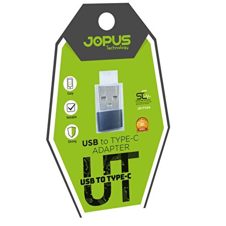 JOPUS   Usb To Type C Adapter  Sarj Çevirici Aparat JO-TY04 Gri