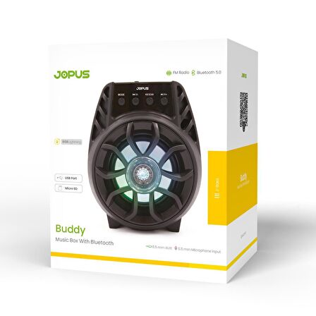 Jopus Buddy Bluetooth Hoparlör Siyah Radyolu