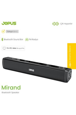 Jopus Mirand Bluetooth Sound Bar Double Speaker / SD Card / USB Drive / 3.5mm Aux / FM