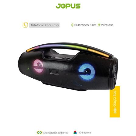 Jopus JoiBox Major Plus Taşınabilir Bluetooth Hoparlör FM Radyo RGB BT V5.1