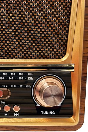 Ahşap Nostaljik Görünümlü Bluetoothlu Radyolu Bluetooth Hoparlör Standart Morrina II
