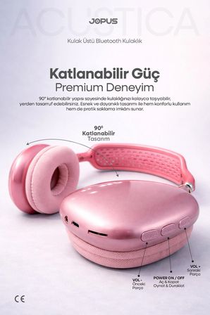 Bluetooth Kulaklık iOS Android Uyumlu Yüksek Ses Kalitesi Mikrofonlu Kulaklık Acustica Red