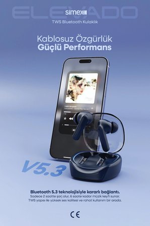iOS Android Uyumlu - 5.3 Bluetooth Kulakiçi Kulaklık -ENC Gürültü Engelleme, Oyun Modlu Lacivert