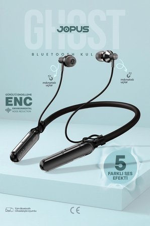 Ghost Boyun Askılı HD Ses Kaliteli Ses Değiştirme Modlu v5.3 Bluetooth Kulaklık JP-BH06 Jopus