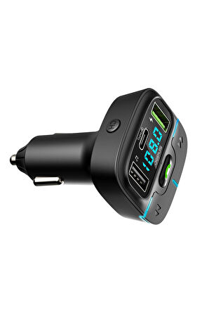 Jopus F9 Araç Fm Transmitter 5.3 Bluetooth Araç Kiti Usb Type-C Hızlı Şarj Çıkışlı Çakmaklık Girişli