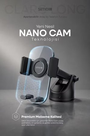 Ultra Stabil Vakumlu Araç İçi Telefon Tutucu 360° Dönebilen Ayarlanabilir Vantuzlu Araba Standlı