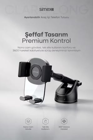 Ultra Stabil Vakumlu Araç İçi Telefon Tutucu 360° Dönebilen Ayarlanabilir Vantuzlu Araba Standlı
