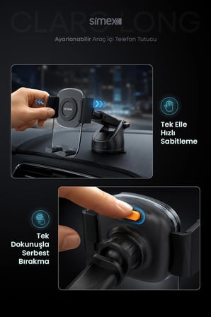 Ultra Stabil Vakumlu Araç İçi Telefon Tutucu 360° Dönebilen Ayarlanabilir Vantuzlu Araba Standlı