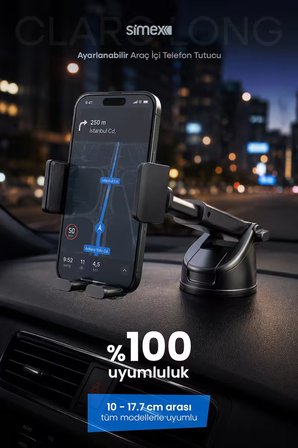 Ultra Stabil Vakumlu Araç İçi Telefon Tutucu 360° Dönebilen Ayarlanabilir Vantuzlu Araba Standlı