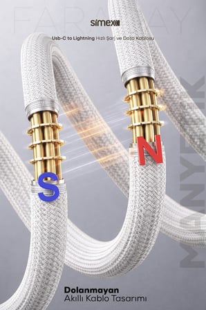 27W Type-C to Lightning Mıknatıslı Manyetik Şarj ve Data Kablosu SPK-13