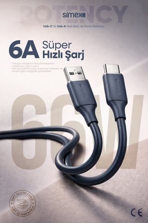 66W Hızlı Şarj Usb/Type-C Kablo–Samsung, Huawei, Honor, Uyumlu - Soft Silikon, Dayanıklı 1.2M SPK-14