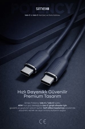 60W Hızlı Şarj Type-C Kablosu–İphone, Samsung, Redmi, Uyumlu, Soft Silikon, Dayanıklı 1.2M SPK-14