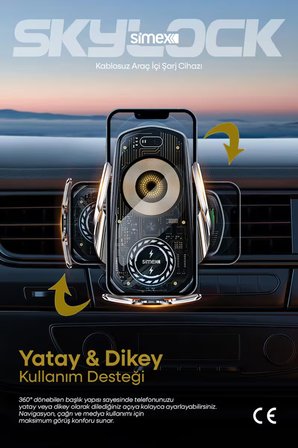 15W Kablosuz Şarjlı Araç İçi Telefon Tutucu Kancalı Araba Havalandırma Standlı Wireless Şarj Cihazı Aleti