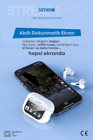 Dijital Dokunmatik Ekranlı ANC/ENC Özellikli Bluetooth Kulaklık İos Android Tüm Telefonlara Uyumlu