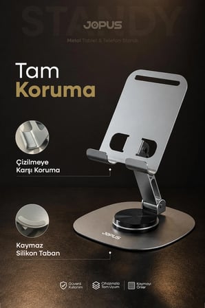 Metal 360 Dönebilen Telefon ve Tablet Standı Masaüstü Ayarlanabilir Katlanabilir Tutucu iPhone Ultra