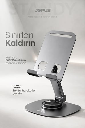 Metal 360 Dönebilen Telefon ve Tablet Standı Masaüstü Ayarlanabilir Katlanabilir Tutucu iPhone Ultra