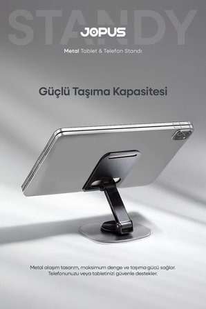 Metal 360 Dönebilen Telefon ve Tablet Standı Masaüstü Ayarlanabilir Katlanabilir Tutucu iPhone Ultra