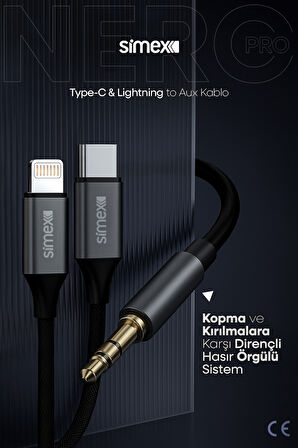 Simex 2in1 DAC SA-03 AuxPro Kumaş AUX Kablosu