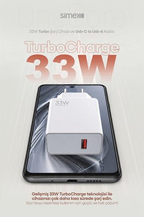 Xiaomi, Redmi, Poco, Uyumlu 33 Watt Hızlı Turbo Şarj Seti CE Belgeli SPS-19