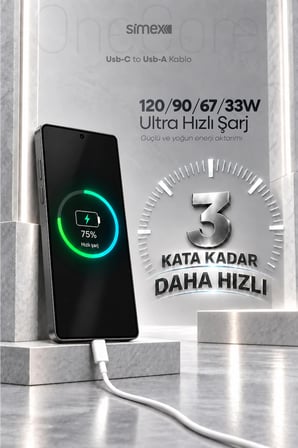 Xiaomi Uyumlu 120W USB to Type-C Hızlı Şarj Kablosu 6A Carplay Destekli 1M Beyaz USB C 