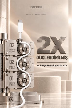 iPhone Samsung Xiaomi Uyumlu 60W TYPE-C to TYPE-C Örgülü Hızlı Şarj Kablosu 3A Carplay Destekli 1M Beyaz 