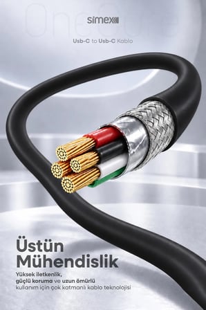 iPhone Samsung Xiaomi Uyumlu 45W TYPE-C to TYPE-C Hızlı Şarj Kablosu 5A Carplay Destekli 1M Siyah
