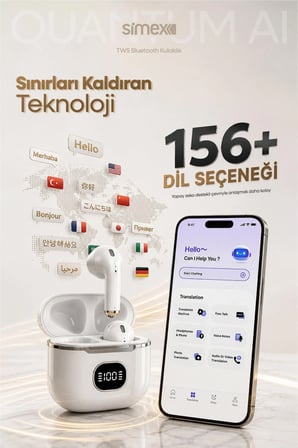 Yapay Zeka Destekli Akıllı Bluetooth Kulaklık HD Mikrofon Gerçek Zamanlı Dil Çeviri Ai Anlık Tercüme