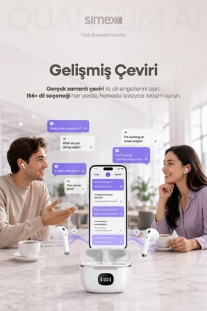 Yapay Zeka Destekli Akıllı Bluetooth Kulaklık HD Mikrofon Gerçek Zamanlı Dil Çeviri Ai Anlık Tercüme