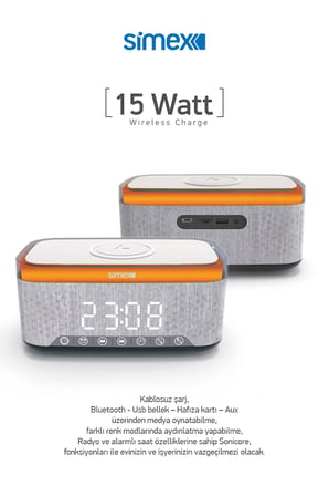 15W Kablosuz Şarj Standlı Bluetooth Hoparlör Yüksek Sesli TWS Ledli Speaker Taşınabilir Dijital Saat