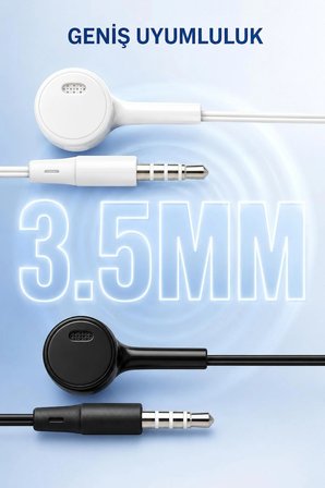 Jopus Yüksek Sesli Stereo Kulak İçi Kulaklık Mikrofonlu 3.5mm Aux Jack Girişli 1m Kablo Tak Çalıştır iOS Android Uyumlu Beyaz
