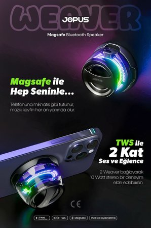 MagSafe Uyumlu Mıknatıslı Mini Kablosuz Bluetooth Hoparlör Yüksek Sesli Şarjlı Işıklı Taşınabilir Portatif Speaker