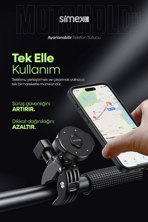 Motosiklet, Bisiklet, Scooter, ATV Uyumlu 360° Gidon Bağlantılı, Tak Çıkar Telefon Tutucu ST-213