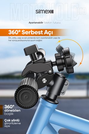 Motosiklet, Bisiklet, Scooter, ATV Uyumlu 360° Gidon Bağlantılı, Tak Çıkar Telefon Tutucu ST-213