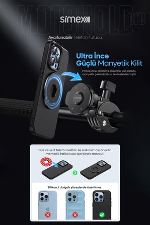 Motosiklet, Bisiklet, Scooter, ATV Uyumlu 360° Gidon Bağlantılı, Tak Çıkar Telefon Tutucu ST-213