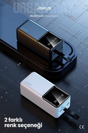 30000mAh Powerbank LCD Ekranlı Taşıma Askılı Güçlü Taşınabilir Şarj Cihazı Siyah JP-P12