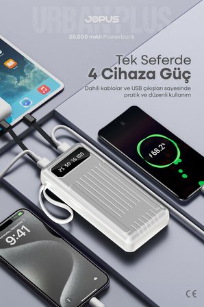 Jopus JP-P11 Urban Plus 20000mAh Power Bank Dahili Kablolu