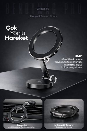 360° Dönebilen Magsafe Uyumlu Araç İçi Telefon Tutucu Katlanabilir Ayarlanabilir Araba Cam Masa Üstü
