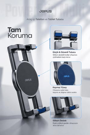 Ultra Stabil Vakumlu Araç İçi Telefon Tablet Tutucu 360° Dönebilen Ayarlanabilir Vantuzlu Araba Üstü