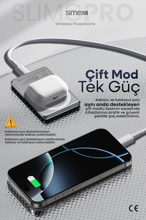 iPhone Uyumlu 5000mAh MagSafe 20W Kablosuz Powerbank Şarj Cihazı Taşınabilir 17 16 15 14 13 12 Pro Max