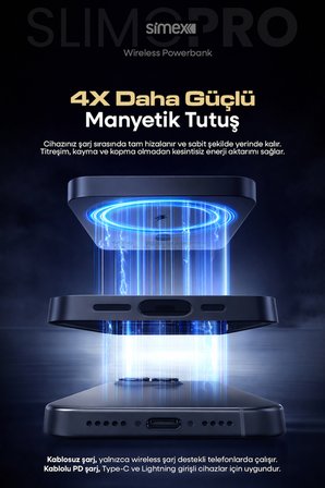 iPhone Uyumlu 5000mAh MagSafe 20W Kablosuz Powerbank Şarj Cihazı Taşınabilir 17 16 15 14 13 12 Pro Max