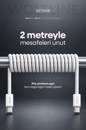Type-C to Type-C 2 Metre Kablo 60W Süper Hızlı Şarj iPhone Samsung Xiaomi Oppo Uyumlu