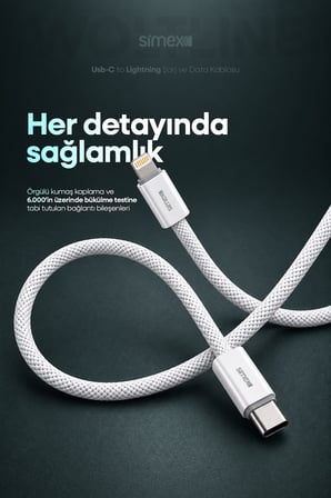 Type-C to Lightning 2 Metre Kablo 30W PD Hızlı Şarj iPhone 11 12 13 14 Uyumlu