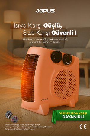 2000W Elektrikli Fanlı Isıtıcı, Termostatlı, Sıcak-Soğuk Hızlı Isıtma, 25 m² Alan Kapasitesi - Somon