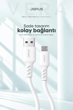 Micro Usb 18W Hızlı Şarj Kablosu 1 Metre Beyaz