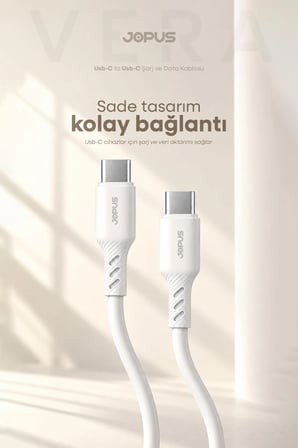 iPhone Samsung Xiaomi Oppo Uyumlu 60W Type-C To Type-C Hızlı Şarj Kablosu 1 Metre Beyaz