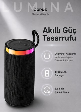 Yüksek Sesli Işıklı Taşınabilir TWS Bluetooth Hoparlör Şarjlı Kablosuz Speaker AUX USB SD Destekli