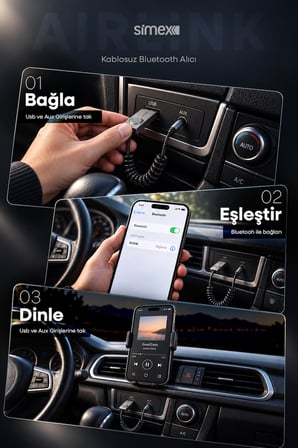 Mikrofonlu Aux Dönüştürücü Bluetooth Wireless Kablosuz Araç Kiti 3.5mm Jack Adaptörü Receiver Ses Alıcısı
