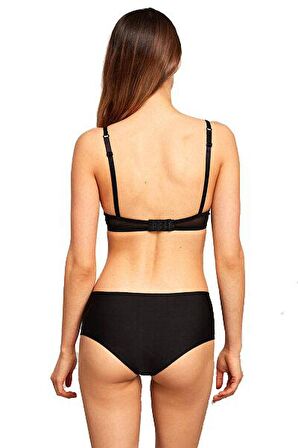 Kom Rosalinda Lazer Kesim Dikişsiz Siyah Şort 