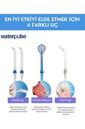 Waterpulse Water Flosser V500 Kablosuz Taşınabilir Ağız Duş Bakım Seti Beyaz