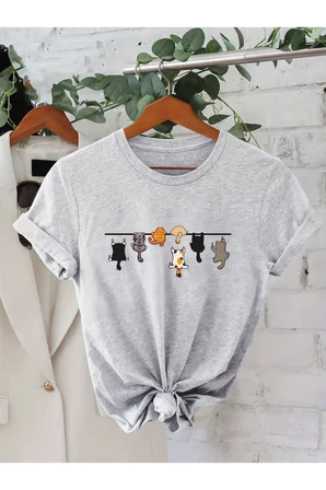 Unisex Yaramaz Kediler Baskılı Tasarım Tshirt